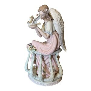 Vintage O’Well Grandeur Collection Celestial Angel With Dove Glazed Statue